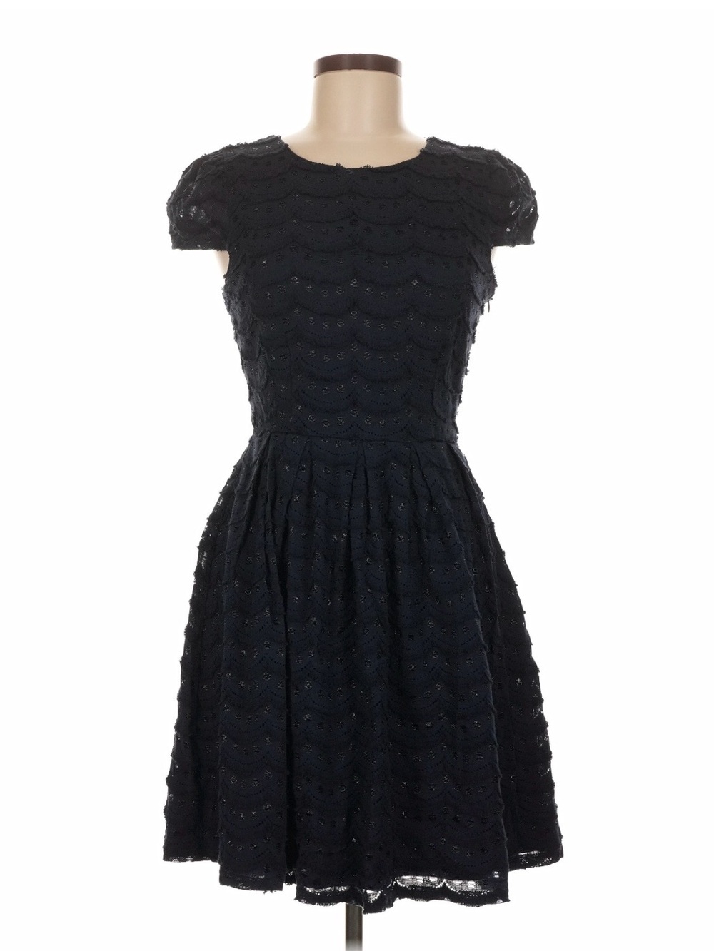 miami Black Scalloped Lace A-Line Mini Dress Size M